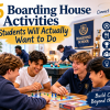 Boarding school students enjoying games and activities together in a boarding house common room, including table tennis, board games and pool, promoting community, connection and student belonging.