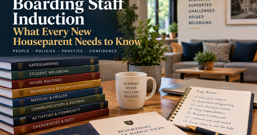 Boarding staff induction resources including safeguarding, student wellbeing, house routines, behaviour, communication and duty guidance for new houseparents and boarding tutors.