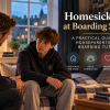 Boarding tutor supporting a homesick student in a boarding house, illustrating practical pastoral care, student wellbeing, connection and belonging at boarding school.